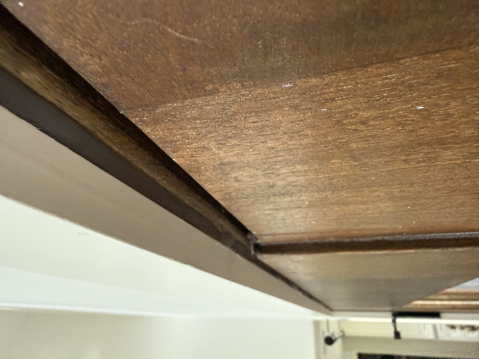 Misaligned door corner with a visible gap