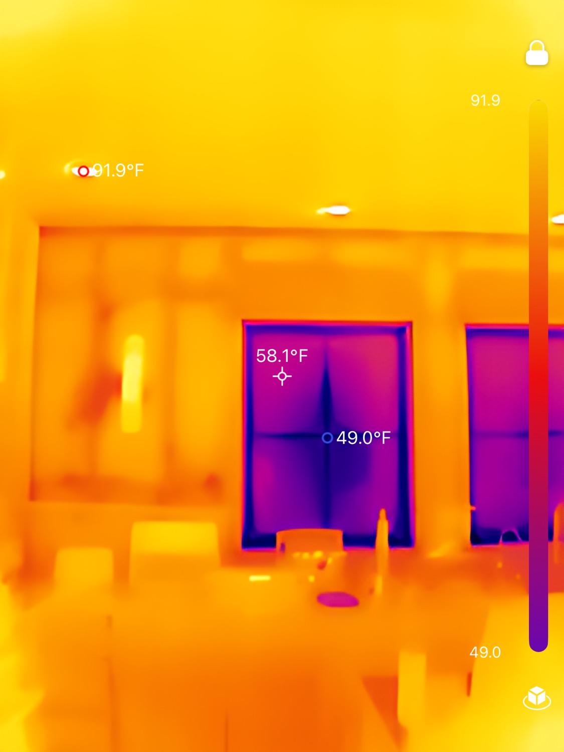 Thermal scan — cold spot at window/door assembly